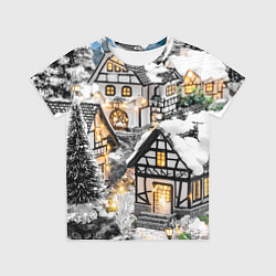 Детская футболка Объемные новогодние дома