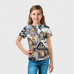 Футболка детская Объемные новогодние дома, цвет: 3D-принт — фото 2