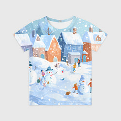 Футболка детская Предновогодний день во дворе, цвет: 3D-принт