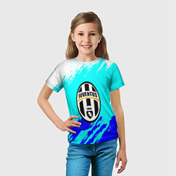 Футболка детская Ювентус краски штрихи текстура, цвет: 3D-принт — фото 2