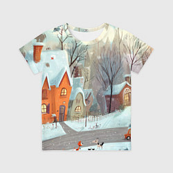 Футболка детская Милый новогодний дворик, цвет: 3D-принт