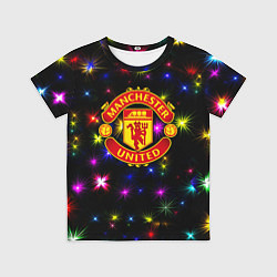 Футболка детская Манчестер Юнайтед праздничные огни, цвет: 3D-принт
