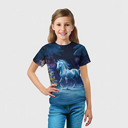 Футболка детская Сияющая новогодняя лошадка, цвет: 3D-принт — фото 2