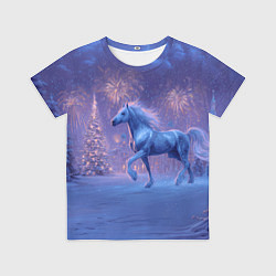 Футболка детская Лошадь и новогодний салют, цвет: 3D-принт