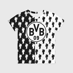 Футболка детская Borussia черно белые люди, цвет: 3D-принт
