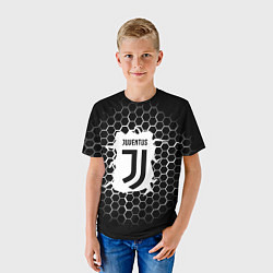 Футболка детская Juventus соты текстура краски, цвет: 3D-принт — фото 2