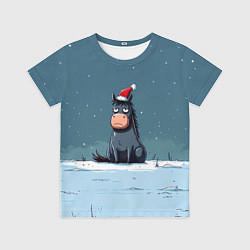 Футболка детская Забавная новогодняя лошадка, цвет: 3D-принт