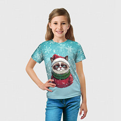 Футболка детская Новогодний мурлыка, цвет: 3D-принт — фото 2