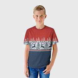 Футболка детская Вязаный узор с оленями, цвет: 3D-принт — фото 2