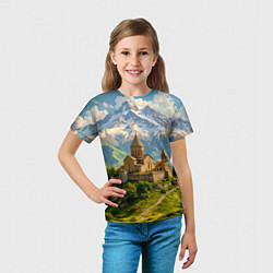Футболка детская Храм у подножия вечных вершин, цвет: 3D-принт — фото 2