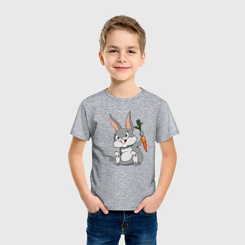Детская футболка Зайка с морковью / Меланж – фото 3