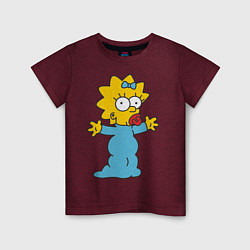 Футболка хлопковая детская Maggie Simpson, цвет: меланж-бордовый