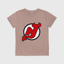 Футболка хлопковая детская New Jersey Devils, цвет: пыльно-розовый