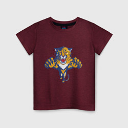 Футболка хлопковая детская Florida Panthers, цвет: меланж-бордовый