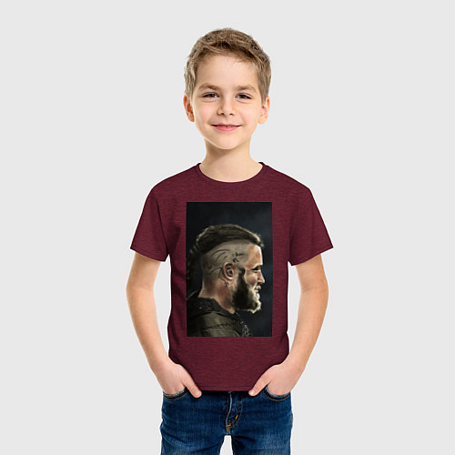 Детская футболка Ragnar Lodbrock / Меланж-бордовый – фото 3