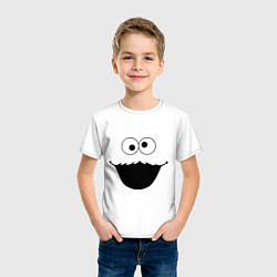 Футболка хлопковая детская Cookie Monster Face, цвет: белый — фото 2