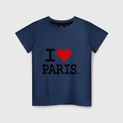 Футболка хлопковая детская I love Paris, цвет: тёмно-синий
