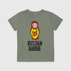Футболка хлопковая детская Russian Barbie, цвет: авокадо