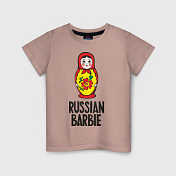 Футболка хлопковая детская Russian Barbie, цвет: пыльно-розовый
