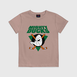 Футболка хлопковая детская Anaheim Mighty Ducks, цвет: пыльно-розовый