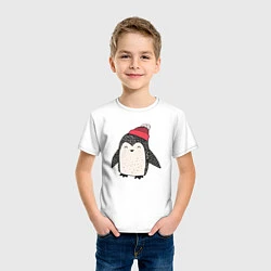 Футболка хлопковая детская Зимний пингвин-мальчик, цвет: белый — фото 2
