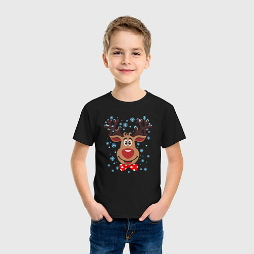 Детская футболка Рождественский олень / Черный – фото 3