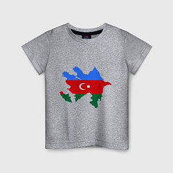 Футболка хлопковая детская Azerbaijan map, цвет: меланж