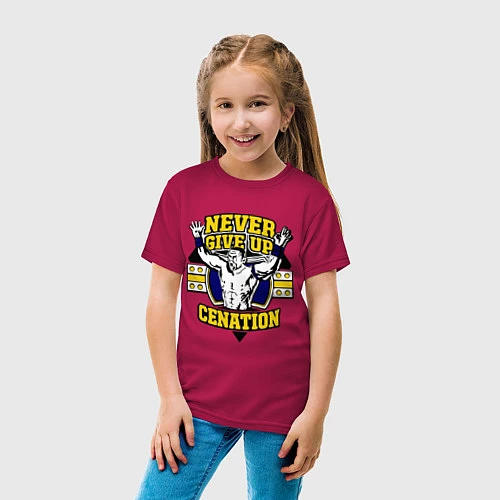 Детская футболка Never Give Up: Cenation / Маджента – фото 4