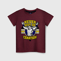 Футболка хлопковая детская Never Give Up: Cenation, цвет: меланж-бордовый