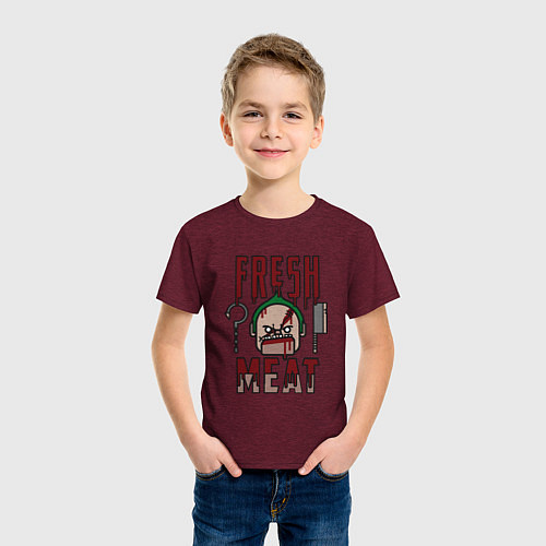 Детская футболка Dota 2: Fresh Meat / Меланж-бордовый – фото 3