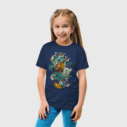 Детская футболка Дракон / Тёмно-синий – фото 4