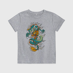 Футболка хлопковая детская Дракон, цвет: меланж