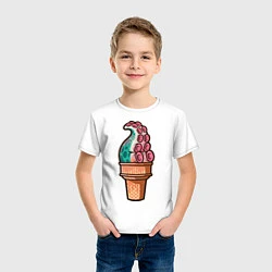 Футболка хлопковая детская Мороженое-осьминог, цвет: белый — фото 2
