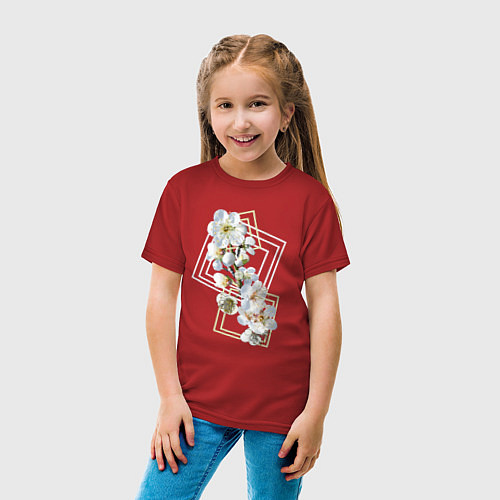 Детская футболка Цветущая яблоня / Красный – фото 4