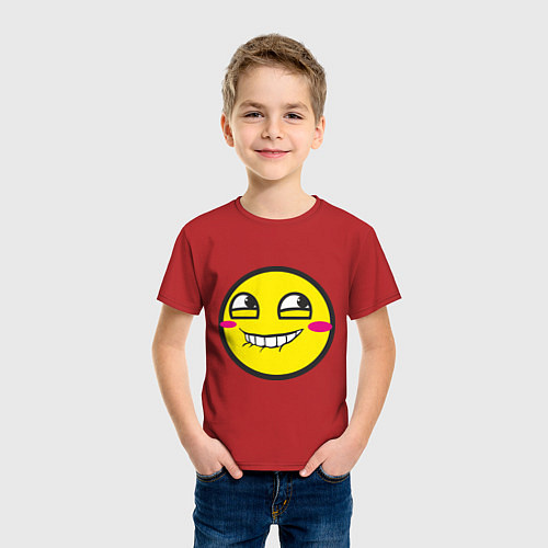 Детская футболка Безумный смайл / Красный – фото 3