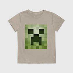 Футболка хлопковая детская Мinecraft creeper, цвет: миндальный