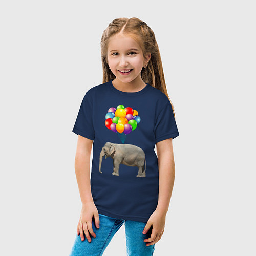 Детская футболка Воздушный слоник / Тёмно-синий – фото 4