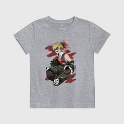 Футболка хлопковая детская Кацуки Бакугоу, цвет: меланж