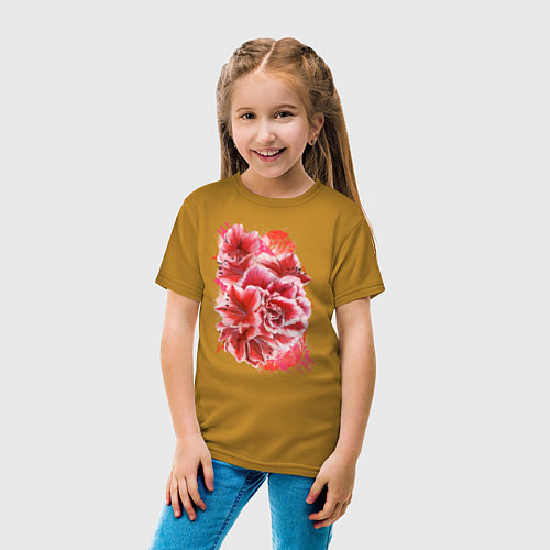 Детская футболка Цветущие азалии / Горчичный – фото 4