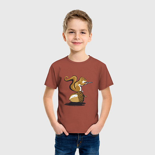 Детская футболка Белка с орехом / Кирпичный – фото 3