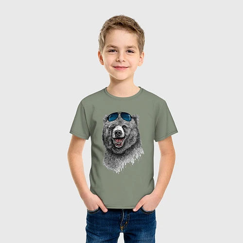 Детская футболка Медведь в очках / Авокадо – фото 3