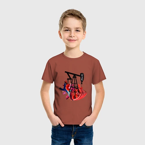 Детская футболка Сердце нефтяника / Кирпичный – фото 3