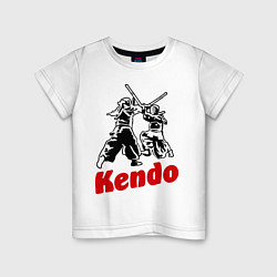 Футболка хлопковая детская Kendo fencing, цвет: белый