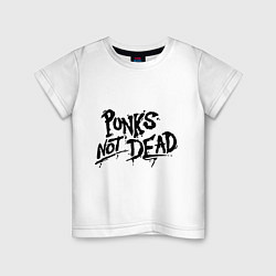 Футболка хлопковая детская Punks not dead, цвет: белый