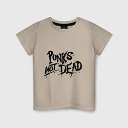 Футболка хлопковая детская Punks not dead, цвет: миндальный