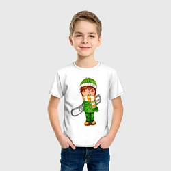 Футболка хлопковая детская Зеленый борд парень, цвет: белый — фото 2