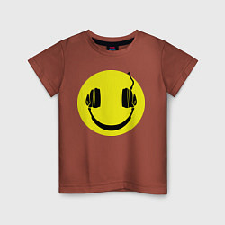 Детская футболка Смайлик-наушники