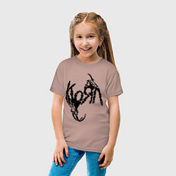 Футболка хлопковая детская Korn bones, цвет: пыльно-розовый — фото 2