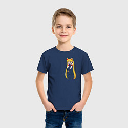Футболка хлопковая детская Little Pocket Moon, цвет: тёмно-синий — фото 2