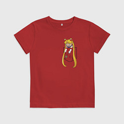 Футболка хлопковая детская Little Pocket Moon, цвет: красный